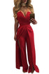 Red Wide Slit Legs Jumpsuit